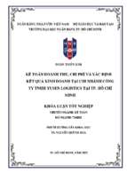 Kế toán doanh thu, chi phí và xác định kết quả kinh doanh tại chi nhánh công ty tnhh yusen logistics tại thành phố hồ chí minh