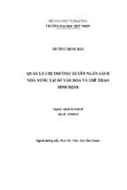 Quản lý chi thường xuyên ngân sách nhà nước tại sở văn hóa và thể thao bình định