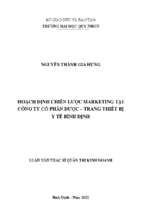 Hoạch định chiến lược marketing tại công ty cổ phần dược – trang thiết bị y tế bình định