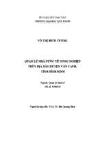 Quản lý nhà nước về nông nghiệp trên địa bàn huyện vân canh, tỉnh bình định