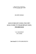 Quản lý đội ngũ cán bộ, công chức quản lý kinh tế ở thành phố quy nhơn, tỉnh bình định