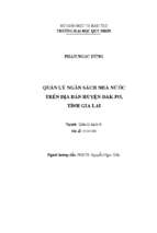 Quản lý ngân sách nhà nước trên địa bàn huyện đak pơ tỉnh gia lai