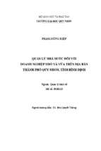 Quản lý nhà nước đối với doanh nghiệp nhỏ và vừa trên địa bàn thành phố quy nhơn, tỉnh bình định