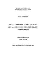 Quản lý nhà nước về đào tạo nghề cho lao động nông thôn trên địa bàn tỉnh bình định