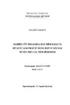 Nghiên cứu thoái hóa đất tiềm năng và đề xuất giải pháp sử dụng hợp lý đất đai huyện phù cát, tỉnh bình định