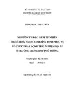 Nghiên cứu đặc điểm tự nhiên thị xã hoài nhơn, tỉnh bình định phục vụ tổ chức hoạt động trải nghiệm địa lí ở trường trung học phổ thông