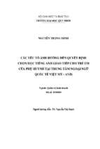 Các yếu tố ảnh hưởng đến quyết định chọn học tiếng anh giao tiếp cho trẻ em của phụ huynh tại trung tâm ngoại ngữ quốc tế việt mỹ   avis