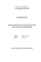 Quản lý nhà nước về vận tải hàng hóa bằng ô tô tại tỉnh bình định