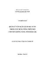 Quản lý vốn ngân sách nhà nước trong xây dựng nông thôn mới ở huyện krông năng, tỉnh đắk lắk