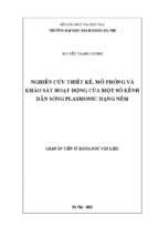 Luận án nghiên cứu thiết kế, mô phỏng và khảo sát hoạt động của một số kênh dẫn sóng plasmonic dạng nêm