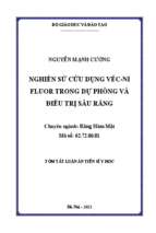 Luận án nghiên cứu sử dụng véc ni fluor trong dự phòng và điều trị sâu răng