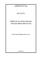 Nghiên cứu xây dựng ontology ứng dụng trong miền du lịch.