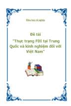 Thực trạng fdi tại trung quốc và kinh nghiệm đối với việt nam