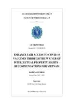 Enhance fair access to covid 19 vaccines through the waiver of intellectual property rights – recommendations for vietnam