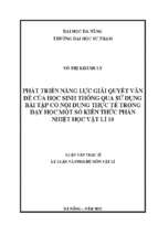 Phát triển năng lực giải quyết vấn đề của học sinh thông qua sử dụng bài tập có nội dung thực tế trong dạy học một số kiến thức phần nhiệt học vật lí 10