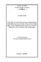 Soạn thảo và sử dụng bài tập gắn với định hướng nghề trong dạy học chương “động lực học chất điểm” vật lí 10 nhằm bồi dưỡng năng lực vận dụng kiến thức vật lí vào thực tiễn của học sinh