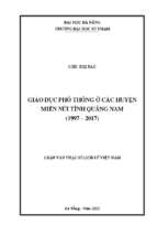 Giáo dục phổ thông ở các huyện miền núi tỉnh quảng nam (1997 – 2017)