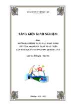 Skkn những giải pháp nâng cao hoạt động thư viện nhằm góp phần phát triển văn hóa đọc ở trường trung học phổ thông quỳnh lưu 3