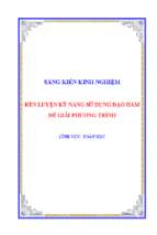 Skkn rèn luyện kỹ năng sử dụng đạo hàm để giải phương trình