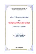 Skkn một số kinh nghiệm để xây dựng tập thể lớp đoàn kết thông qua hoạt động chủ nhiệm