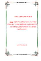 Skkn một số giải pháp nâng cao chất lượng dạy và học thông qua việc quản lý tổ chức hoạt động nhóm học sinh ở trường thpt