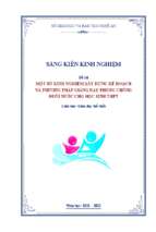 Skkn một số kinh nghiệm xây dựng kế hoạch và phương pháp giảng dạy phòng chống đuối nước cho học sinh thpt