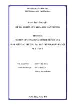 Đề tài khoa học nghiên cứu ứng dụng mobile money của sinh viên các trường đại học trên địa bàn hà nội