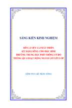 Skkn rèn luyện và phát triển kỹ năng sống cho học sinh trường thpt cờ đỏ thông qua hoạt động ngoài giờ lên lớp