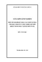 Skkn một số giải pháp nâng cao chất lượng cho học sinh trung bình và học sinh gặp khó khăn trong học tập bộ môn toán