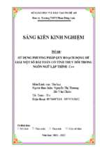 Skkn sử dụng phương pháp quy hoạch động để giải một số bài toán có tính truy hồi trong ngôn ngữ lập trình c++