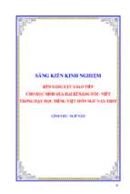 Skkn rèn năng lực giao tiếp cho học sinh qua kỹ năng nói   viết trong dạy học tiếng việt môn ngữ văn thpt