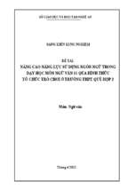 Skkn nâng cao năng lực sử dụng ngôn ngữ trong dạy học môn ngữ văn 11 qua hình thức tổ chức trò chơi ở trường thpt quỳ hợp 2