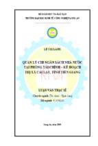 Luận văn thạc sĩ quản lý chi ngân sách nhà nước tại phòng tài chính – kế hoạch thị xã cai lậy, tỉnh tiền giang