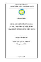 Luận văn thạc sĩ hình ảnh điểm đến tác động sự hài lòng của du khách đến thành phố mỹ tho, tỉnh tiền giang