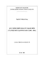 Luận án tiến sĩ quá trình triển khai sức mạnh mềm của nhật bản tại đông nam á (2001 2021)