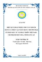 Luận văn thạc sĩ hiệu quả hoạt động cho vay khách hàng cá nhân tại ngân hàng thương mại cổ phần đầu tư và phát triển việt nam   chi nhánh mộc hóa, tỉnh long an