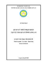 Luận văn thạc sĩ quản lý thuế nhập khẩu tại cục hải quan tỉnh long an