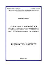 Luận án tiến sĩ nâng cao trách nhiệm xã hội của doanh nghiệp vn trong hoạt động kinh doanh thương mại