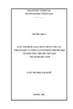 Luận văn thạc sĩ quản trị rủi ro hoạt động trong cho vay khách hàng cá nhân tại ngân hàng tmcp công thương việt nam – chi nhánh bắc ninh