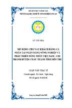 Luận văn thạc sĩ mở rộng cho vay khách hàng cá nhân tại ngân hàng nông nghiệp và phát triển nông thôn việt nam   chi nhánh huyện châu thành tỉnh bến tre