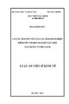 Luận án tiến sĩ cơ cấu nguồn vốn của các doanh nghiệp niêm yết trong ngành vật liệu xây dựng ở việt nam