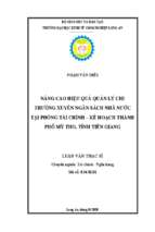 Luận văn thạc sĩ nâng cao hiệu quả quản lý chi thường xuyên ngân sách nhà nước tại phòng tài chính   kế hoạch thành phố mỹ tho, tỉnh tiền giang