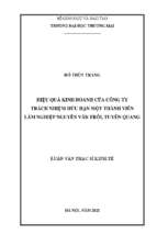 Luận văn thạc sĩ hiệu quả kinh doanh của công ty tnhh một thành viên lâm nghiệp nguyễn văn trỗi, tuyên quang