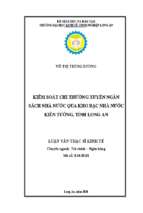 Luận văn thạc sĩ kiểm soát chi thường xuyên ngân sách nhà nước qua kho bạc nhà nước kiến tường tỉnh long an