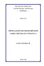 Luận văn thạc sĩ chính sách hỗ trợ thanh niên khởi nghiệp trên địa bản tỉnh sơn la