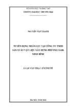Luận văn thạc sĩ tuyển dụng nhân lực tại công ty tnhh sản xuất vật liệu xây dựng phương nam, ninh bình