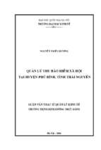 Luận văn thạc sĩ quản lý thu bảo hiểm xã hội tại huyện phú bình, tỉnh thái nguyên