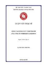 Luận văn thạc sĩ nâng cao năng lực cạnh tranh của công ty tnhh ken logistics