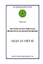 Luận án tiến sĩ luận án tiến sĩ ảnh hưởng của phát triển du lịch đến sinh kế của hộ nông dân tỉnh điện biên