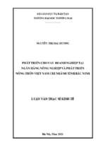 Luận văn thạc sĩ phát triển cho vay doanh nghiệp tại ngân hàng nông nghiệp và phát triển nông thôn việt nam (nhno & ptnt) chi nhánh tỉnh bắc ninh